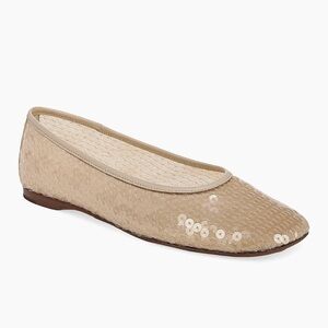 NIB Vince Leah Sequin Ballet Flat Sand Beige Sz 7.5